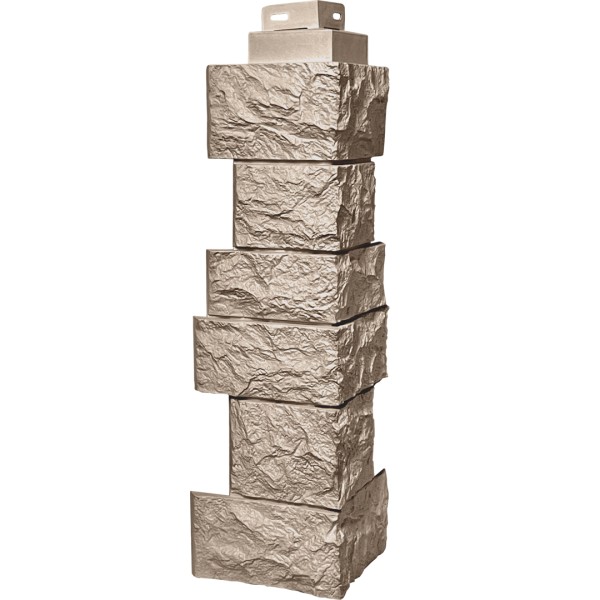 Цокольный сайдинг FineBer – Серия “Дикий камень”, Угол наружный, Песочный...  купить в Кингисеппе