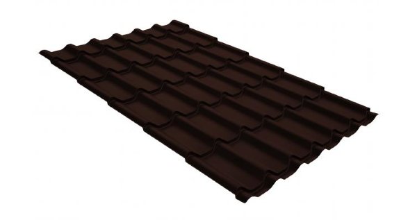 Металлочерепица классик GL 0,5 GreenCoat Pural Matt RR 887 шоколадно-коричневый (RAL 8017 шоколад) купить в Кингисеппе