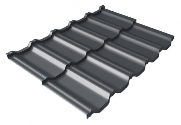 Металлочерепица модульная Квинта Uno Grand Line c 3D резом 0,5 Satin Мatt RAL 7024 мокрый асфальт купить в Кингисеппе