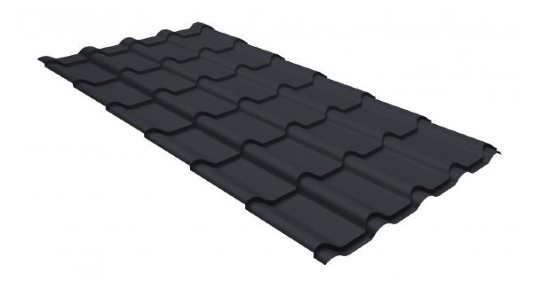 Металлочерепица камея GL 0,5 GreenCoat Pural matt RR 23 темно-серый (RAL 7024 мокрый асфальт) купить в Кингисеппе