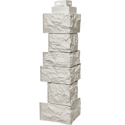 Цокольный сайдинг FineBer – Серия “Дикий камень”, Угол наружный, Жемчуг