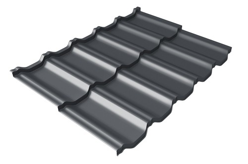 Металлочерепица модульная Квинта Uno Grand Line c 3D резом 0,5 Quarzit lite RAL 7024 мокрый асфальт купить в Кингисеппе