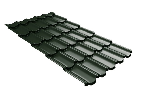 Металлочерепица квинта плюс с 3D резом 0,5 GreenСoat Pural Matt RR 11 темно-зеленый (RAL 6020 хромовая зелень) купить в Кингисеппе