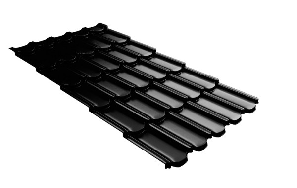 Металлочерепица квинта плюс с 3D резом 0,5 GreenСoat Pural Matt RR 33 черный (RAL 9005 черный) купить в Кингисеппе