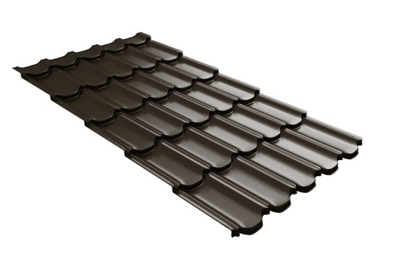 Металлочерепица квинта плюс с 3D резом 0,5 GreenСoat Pural RR 32 темно-коричневый (RAL 8019 серо-коричневый) купить в Кингисеппе