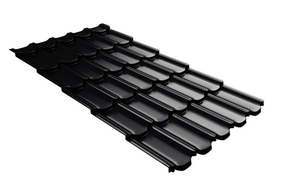 Металлочерепица квинта плюс с 3D резом 0,5 Quarzit lite RAL 9005 черный купить в Кингисеппе